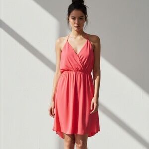 Aritzia Wilfred hot pink Taleen sleeveless halter wrap dress - XS